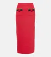 Self-portrait Embellished Knitted Midi Skirt In Red