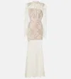 Self-portrait Crystal-embellished Corded Lace Maxi Dress In White