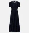 Self-portrait Navy Lace Midi Dress With Pearl And Crystal Embellished Collar In Blue