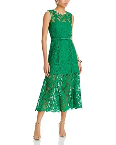 Self-portrait Embellished Lace Midi Dress In Green