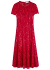 Self-portrait Lace Midi Dress With Sparkling Sequins In Red
