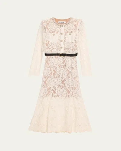 Self-portrait Embellished Lace Midi Dress In White