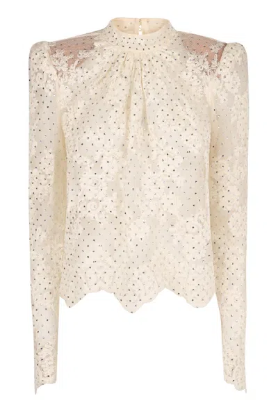 Self-portrait Lace Blouse In Ivory