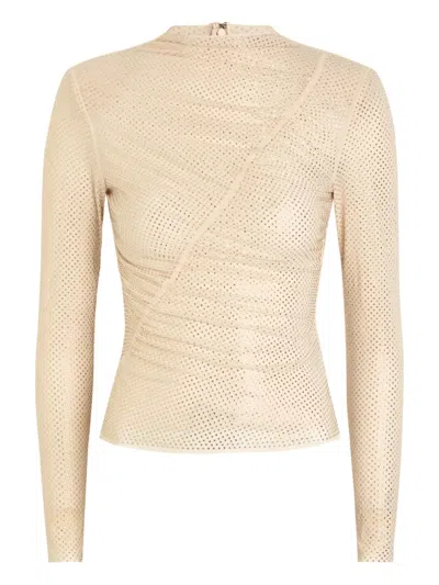 Self-portrait Embellished Long-sleeved Top In Neutral