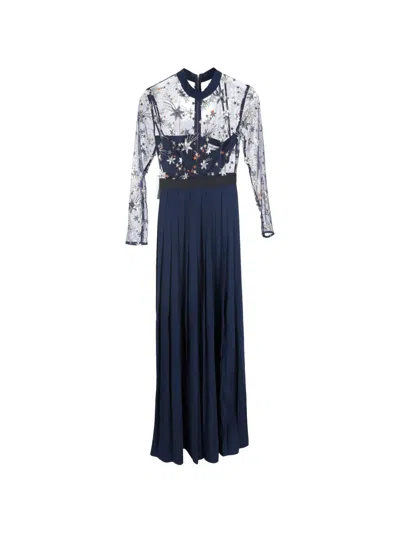 Pre-owned Self-portrait Embellished Maxi Dress In Blue