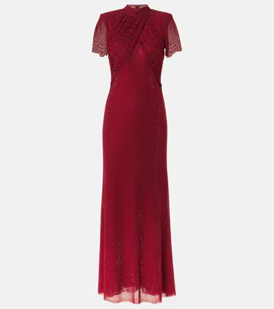 Self-portrait Embellished Maxi Dress In Red
