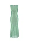 Self-portrait Mint Rhinestone Mesh Midi Dress Pf25101mg Green In Brown