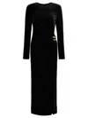 Self-portrait Black Velvet Embellished Midi Dress Clothing In Black