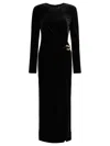 Self-portrait Black Velvet Embellished Midi Dress Clothing