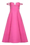 Self-portrait Diamante-embellished Textured Midi-dress In Fuchsia