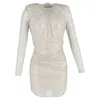 Self-portrait Embellished Mini Dress In White Polyester In White