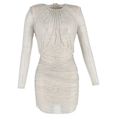 Self-portrait Embellished Mini Dress In White Polyester