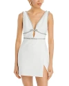 Self-portrait Crystal-embellished Mini Dress In White
