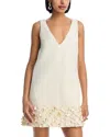 Self-portrait Crystal And Faux-pearl Embellished Crepe Mini Dress In Cream