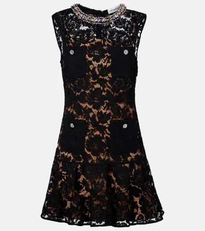 Self-portrait Embellished Minidress In Black