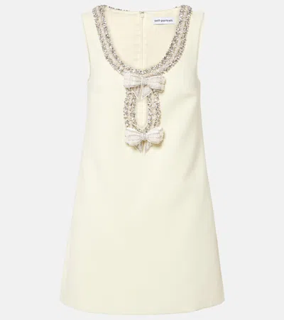 Self-portrait Embellished Minidress In White