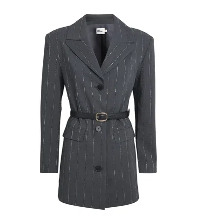 Self-portrait Embellished Pinstripe Blazer In Gray