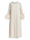Self-portrait Embellished Pleated Dress In White