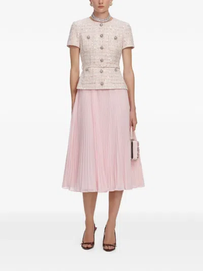 Self-portrait Embellished Pleated Midi Dress In Multi