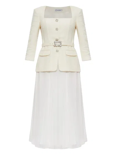 SELF-PORTRAIT EMBELLISHED PLEATED MIDI DRESS