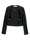 Self-portrait Taffeta Embellished Trim Jacket In Black