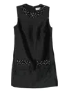 Self-portrait Sleeveless Black Midi Dress With Beadwork And Patch Pockets In Black