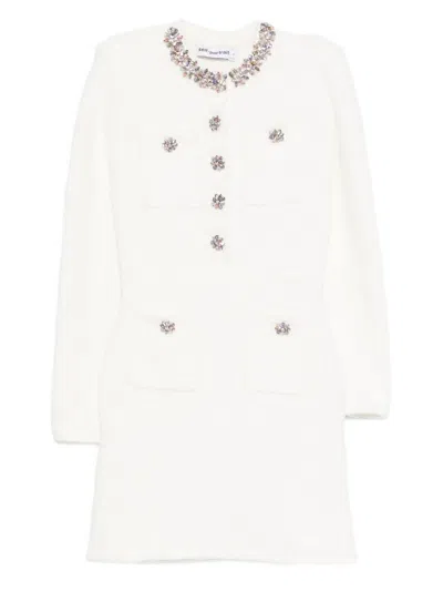 Self-portrait Embellished Pocket Mini Dress In White