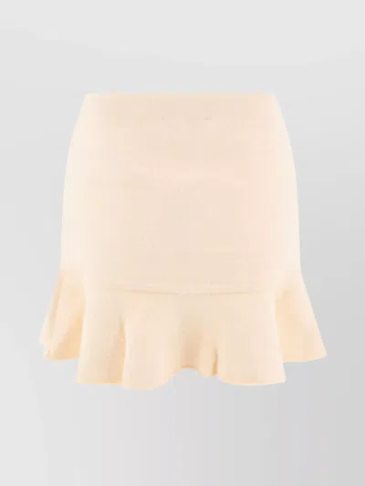Self-portrait Embellished Pockets Ruffle Hem Textured Fabric In Neutral