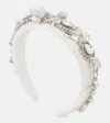 Self-portrait Embellished Satin Headband In White