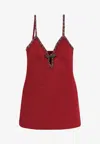 Self-portrait Self Portrait Women Satin Mini Dress With Jewel Details In Burgundy