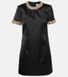 Self-portrait Embellished Satin Minidress In Schwarz