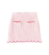 Self-portrait Embellished Scalloped Cotton-blend Skirt In Pink