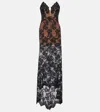 Self-portrait Embellished Sheer Lace Gown In Black