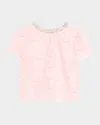 Self-portrait Beaded Floral Lace Top With Crystal Embellishment In Pink