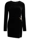 Self-portrait Twisted Waist Dress With Gold Detail In Black