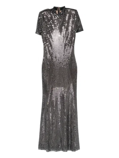 Self-portrait Embellished Short-sleeve Midi Dress In Multi