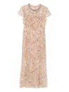 Self-portrait Embellished Short-sleeved Dress In Multi