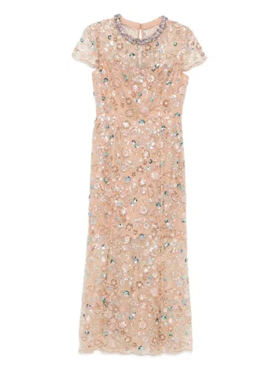 Self-portrait Embellished Short-sleeved Dress In Multi