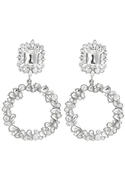 Self-portrait Embellished Silver-plated Clip-on Drop Earrings