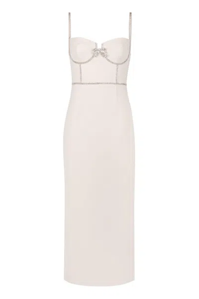 Self-portrait Embellished Strap Fitted Midi Dress In White