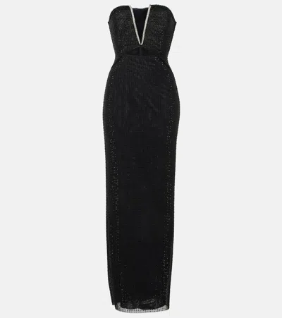 Self-portrait Embellished Strapless Gown In Black