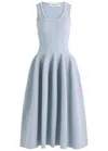 Self-portrait Crystal-embellished Ribbed Stretch-knit Midi Dress In Blue