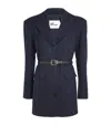 Self-portrait Crystal-embellished Twill Blazer In Navy