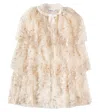 Self-portrait Embellished Tiered Tulle Dress In White