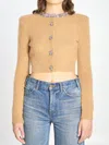 Self-portrait Brown Embellished Trim Cardigan Clothing In Brown