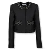 Self-portrait Taffeta Embellished Trim Jacket In Black