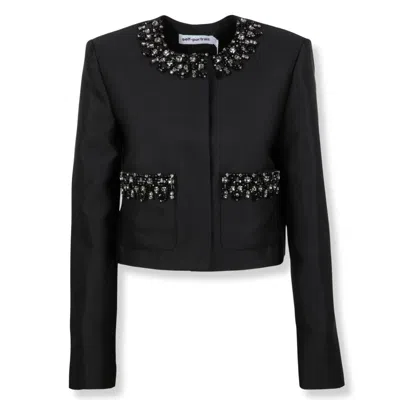 SELF-PORTRAIT EMBELLISHED TRIM CROPPED JACKET