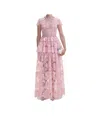 Self-portrait Embellished Floral Tulle Maxi Dress In Pink