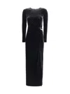 Self-portrait Black Velvet Embellished Midi Dress Black In Black
