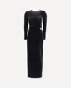 Self-portrait Black Velvet Embellished Midi Dress Black In Black